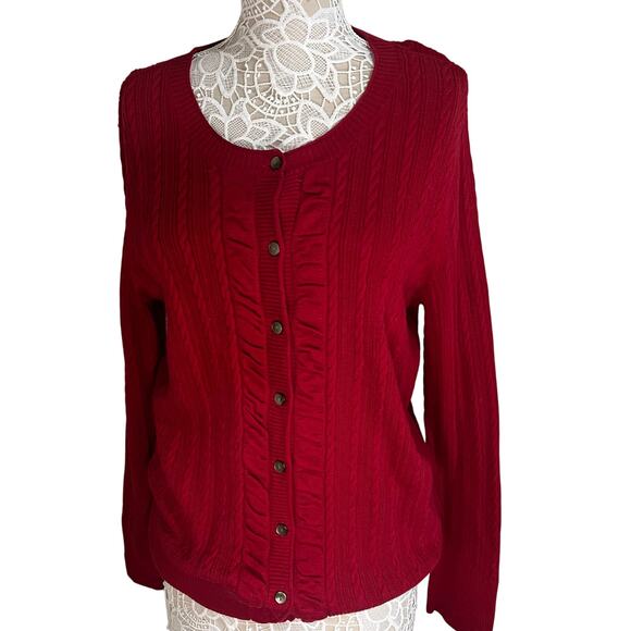 Eddie Bauer Red Cable Knit Cardigan Button Down - Women’s Size 2XL - Picture 1 of 6